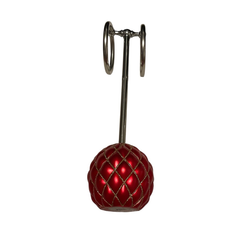 Christmas Red Gold Quilted Silver Bathroom Hand Face Towel Holder